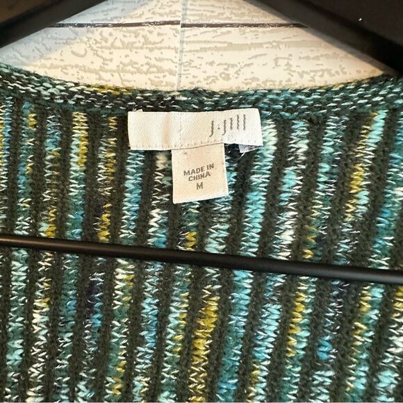 J. Jill Marled Textured Long Pocket Cardigan Green Size Medium - Picture 4 of 8